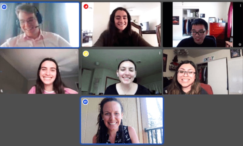 Faculty and students on a zoom call